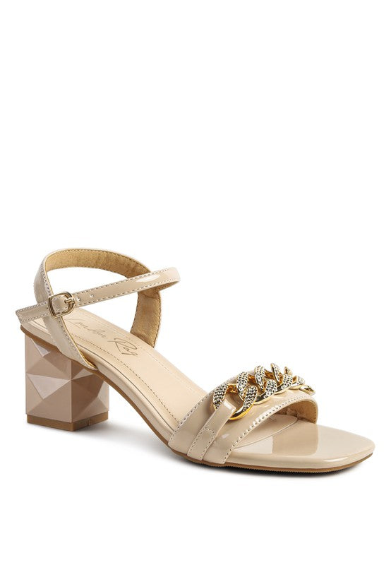 ILLUSION GEOMETRIC CUT DIAMANTE CHAIN SANDAL Latte 7 by Rag Company | Fleurcouture