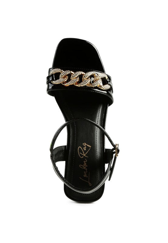 ILLUSION GEOMETRIC CUT DIAMANTE CHAIN SANDAL by Rag Company | Fleurcouture