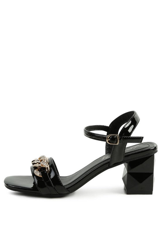 ILLUSION GEOMETRIC CUT DIAMANTE CHAIN SANDAL by Rag Company | Fleurcouture