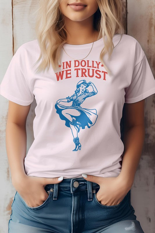 In Dolly We Trust, Retro Western Graphic Tee Soft Pink S by Rebel Stitch | Fleurcouture