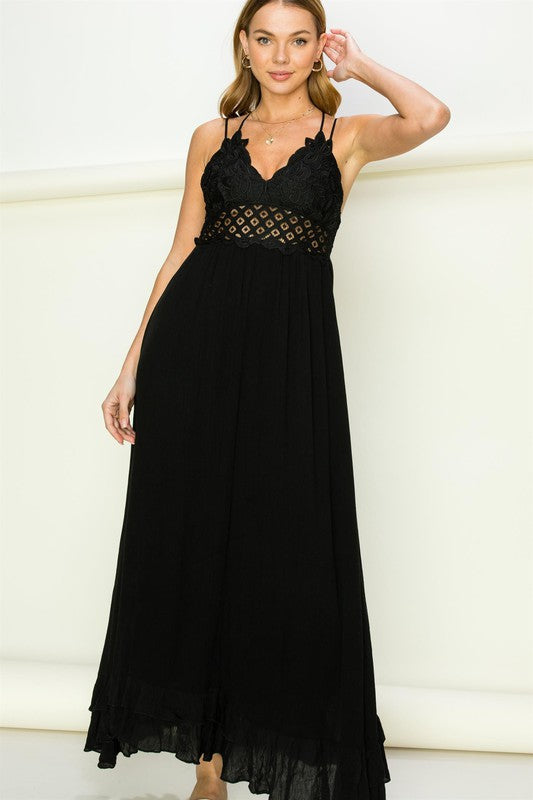 In Love Bustier Lace Maxi Dress BLACK S by HYFVE | Fleurcouture