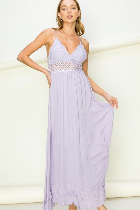 In Love Bustier Lace Maxi Dress LAVENDER S by HYFVE | Fleurcouture