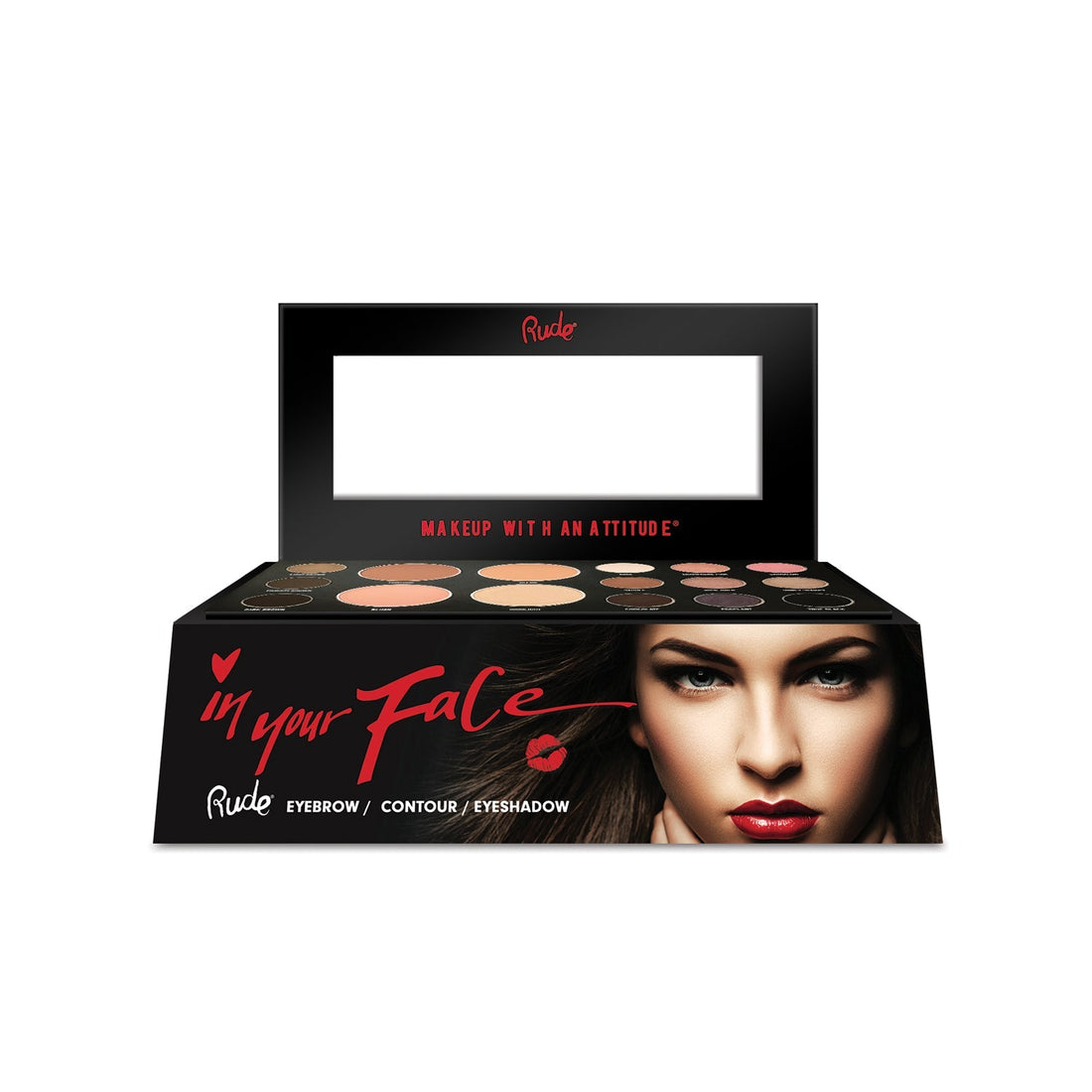 In Your Face 3-in-1 Palette Display Set, 12pcs Wholesale Set by Rude Cosmetics | Fleurcouture