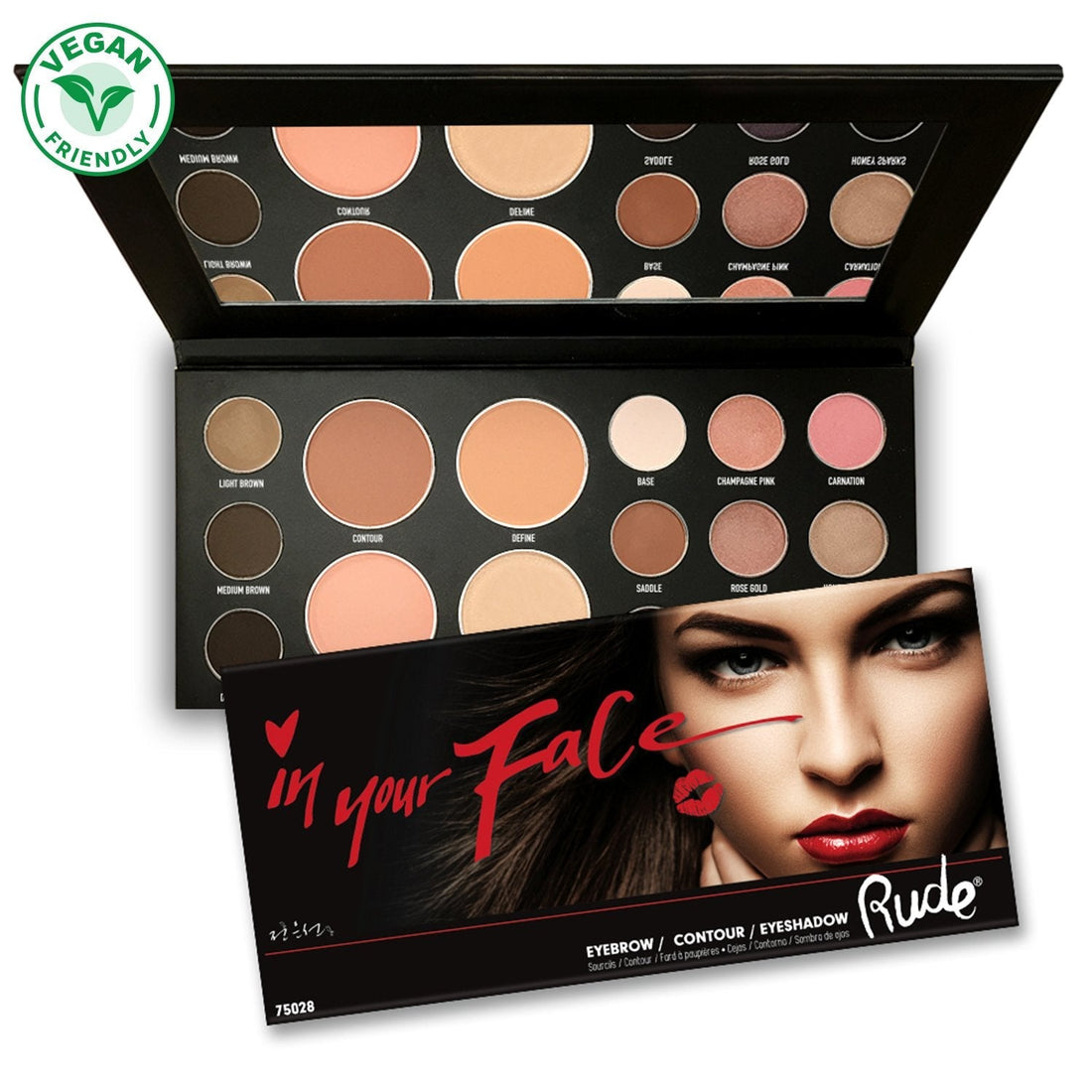 In Your Face 3-in-1 Palette Display Set, 12pcs Wholesale Set by Rude Cosmetics | Fleurcouture