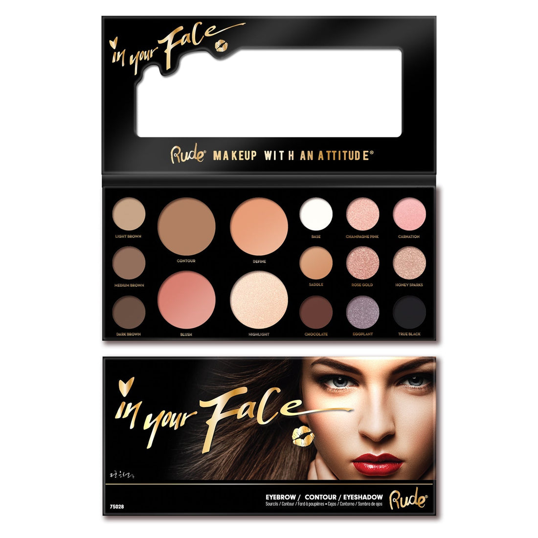 In Your Face 3-in-1 Palette Face Palettes by Rude Cosmetics | Fleurcouture