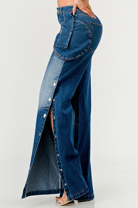 Indigo Trailblazer Denim Pants DENIM by Athina | Fleurcouture