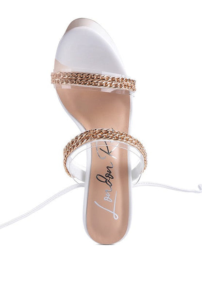 INDULGENCE Metal CHAIN LACE UP CHUNKY SANDALS by Rag Company | Fleurcouture