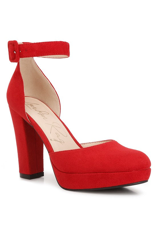 Inigo Interchangeable Ankle Strap Platform Sandals RED US-5 / UK-3 / EU-36 by Rag Company | Fleurcouture