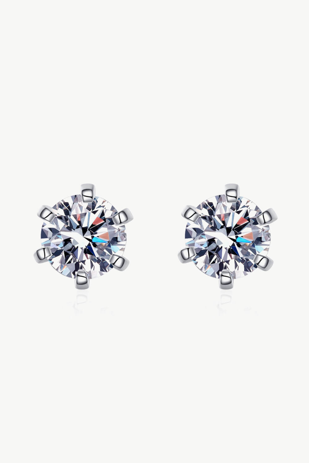 Inlaid Moissanite Stud Earrings Silver One Size Accessories by Trendsi | Fleurcouture