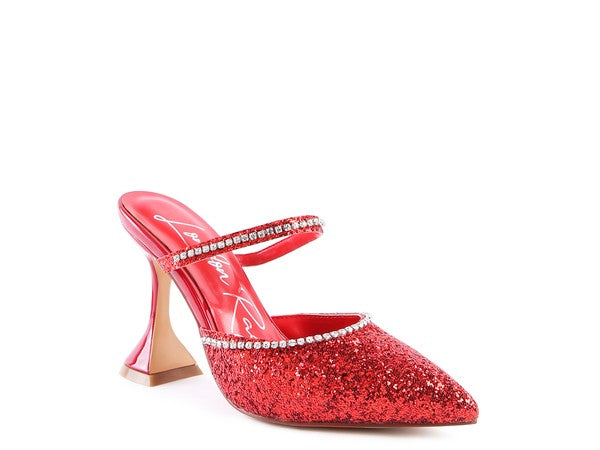 IRIS Glitter Spool Heel Sandal Red 5 by Rag Company | Fleurcouture