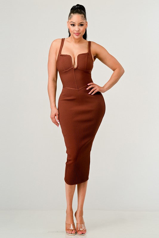 IT FEELS LIKE FALL MIDI DRESS BROWN by Athina | Fleurcouture