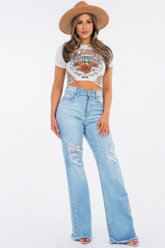 Jackie Wide Leg Jean Light Wash by GJG Denim | Fleurcouture