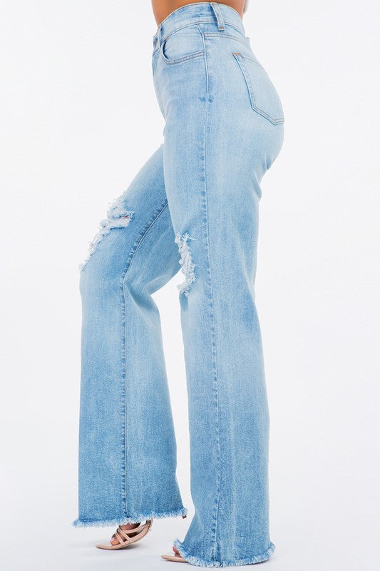 Jackie Wide Leg Jean Light Wash by GJG Denim | Fleurcouture