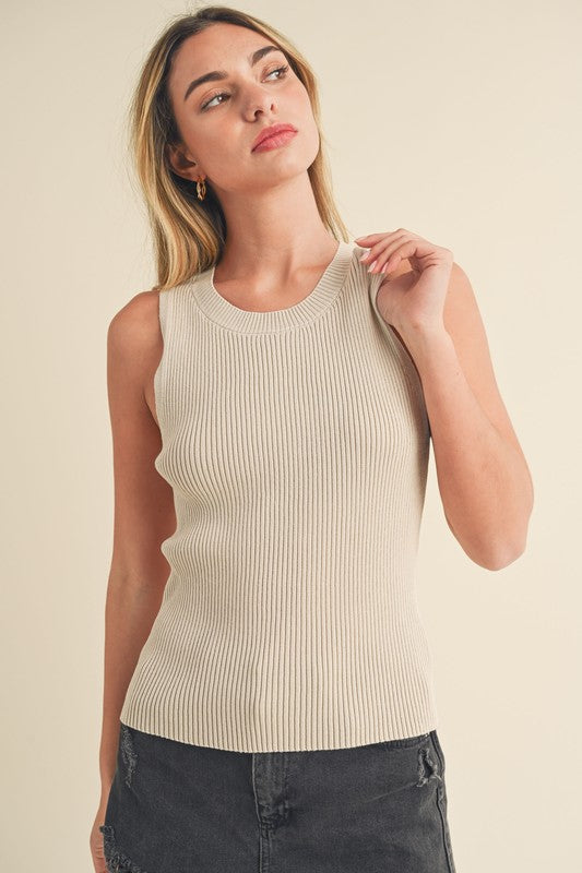 Jadine Knit Tank PEARL S by Aemi + Co | Fleurcouture