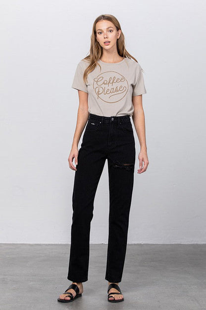 JADON RIPPED MOM JEANS BLACK 1 by Insane Gene | Fleurcouture