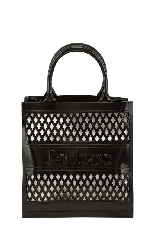 JADORE Mesh Style Top Handle Jelly Bag BLACK OS by ICCO ACCESSORIES | Fleurcouture