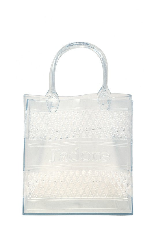JADORE Mesh Style Top Handle Jelly Bag CLEAR OS by ICCO ACCESSORIES | Fleurcouture