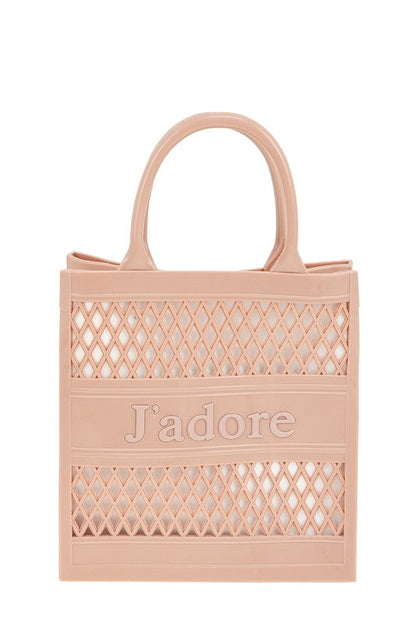 JADORE Mesh Style Top Handle Jelly Bag NUDE OS by ICCO ACCESSORIES | Fleurcouture