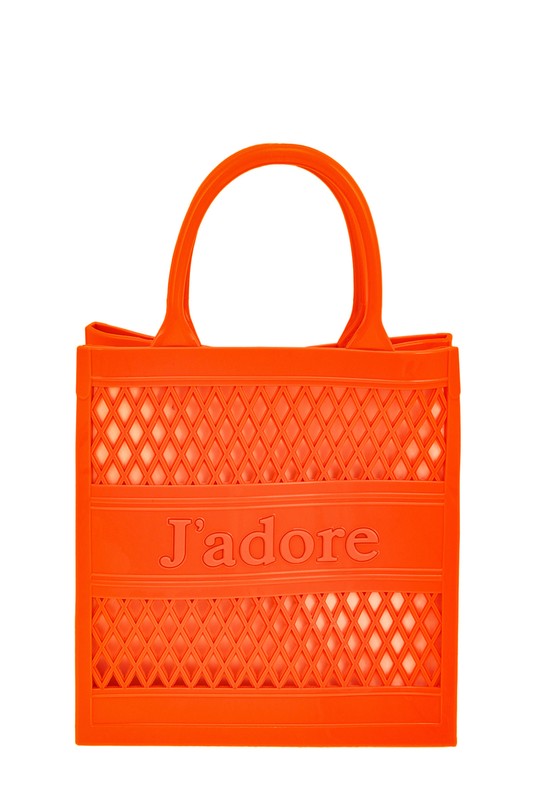 JADORE Mesh Style Top Handle Jelly Bag ORANGE OS by ICCO ACCESSORIES | Fleurcouture