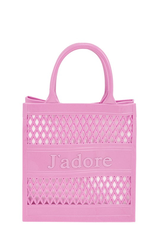JADORE Mesh Style Top Handle Jelly Bag PINK OS by ICCO ACCESSORIES | Fleurcouture