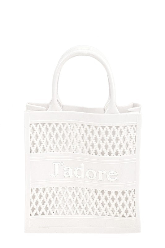 JADORE Mesh Style Top Handle Jelly Bag WHITE OS by ICCO ACCESSORIES | Fleurcouture