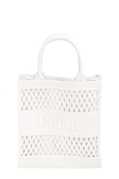 JADORE Mesh Style Top Handle Jelly Bag WHITE OS by ICCO ACCESSORIES | Fleurcouture