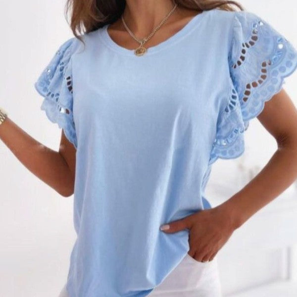 Jasmine Lace Top Blue by ClaudiaG Apparel | Fleurcouture