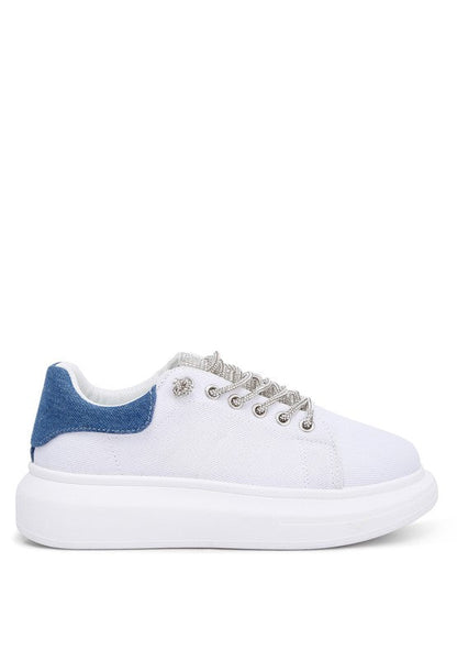 Jaxen Rhinestones Lace Up Sneakers by Rag Company | Fleurcouture