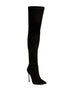 Jaynetts Stretch Suede Micro High Knee Boots Black 6 by Rag Company | Fleurcouture