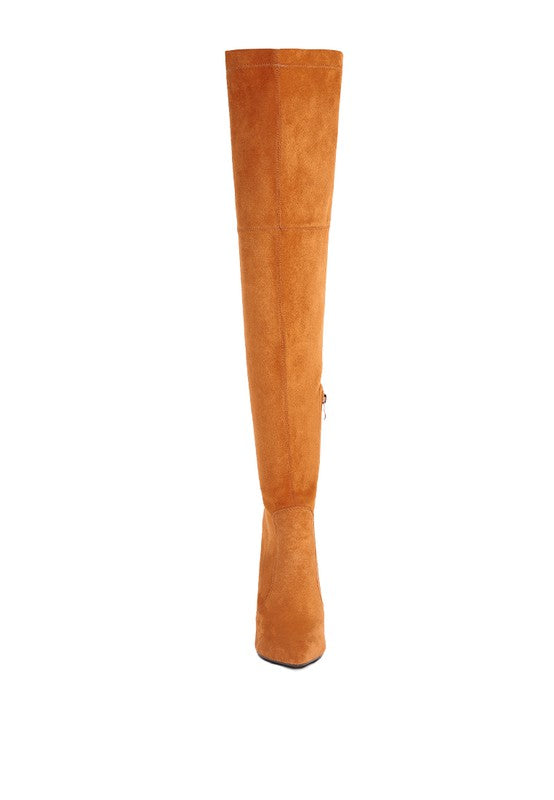 Jaynetts Stretch Suede Micro High Knee Boots by Rag Company | Fleurcouture