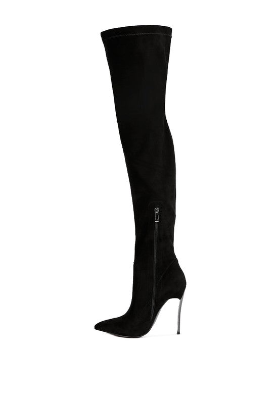 Jaynetts Stretch Suede Micro High Knee Boots by Rag Company | Fleurcouture