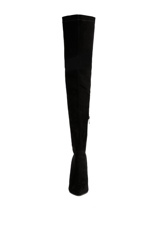 Jaynetts Stretch Suede Micro High Knee Boots by Rag Company | Fleurcouture