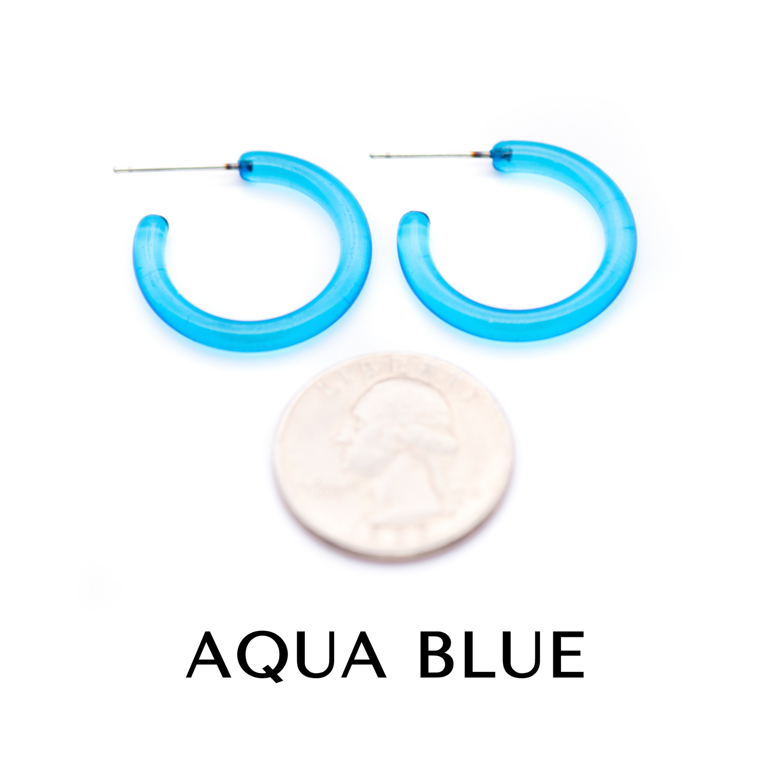 Jelly Tube Hoop Earrings - 1" Small Aqua Blue Tube Hoops by Leetie Lovendale | Fleurcouture