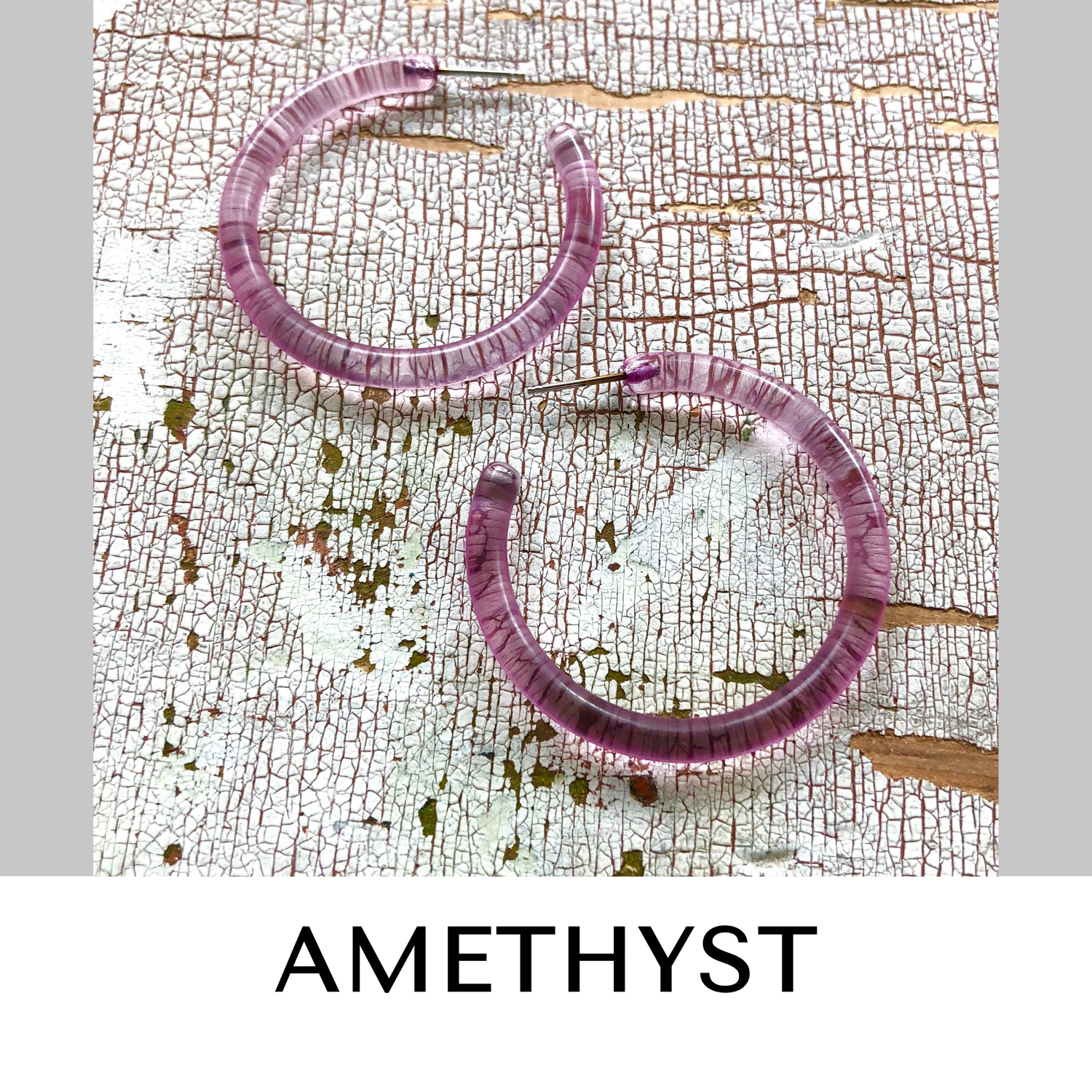 Jelly Tube Hoop Earrings - Large 1.5" Amethyst Large Tube Hoops by Leetie Lovendale | Fleurcouture