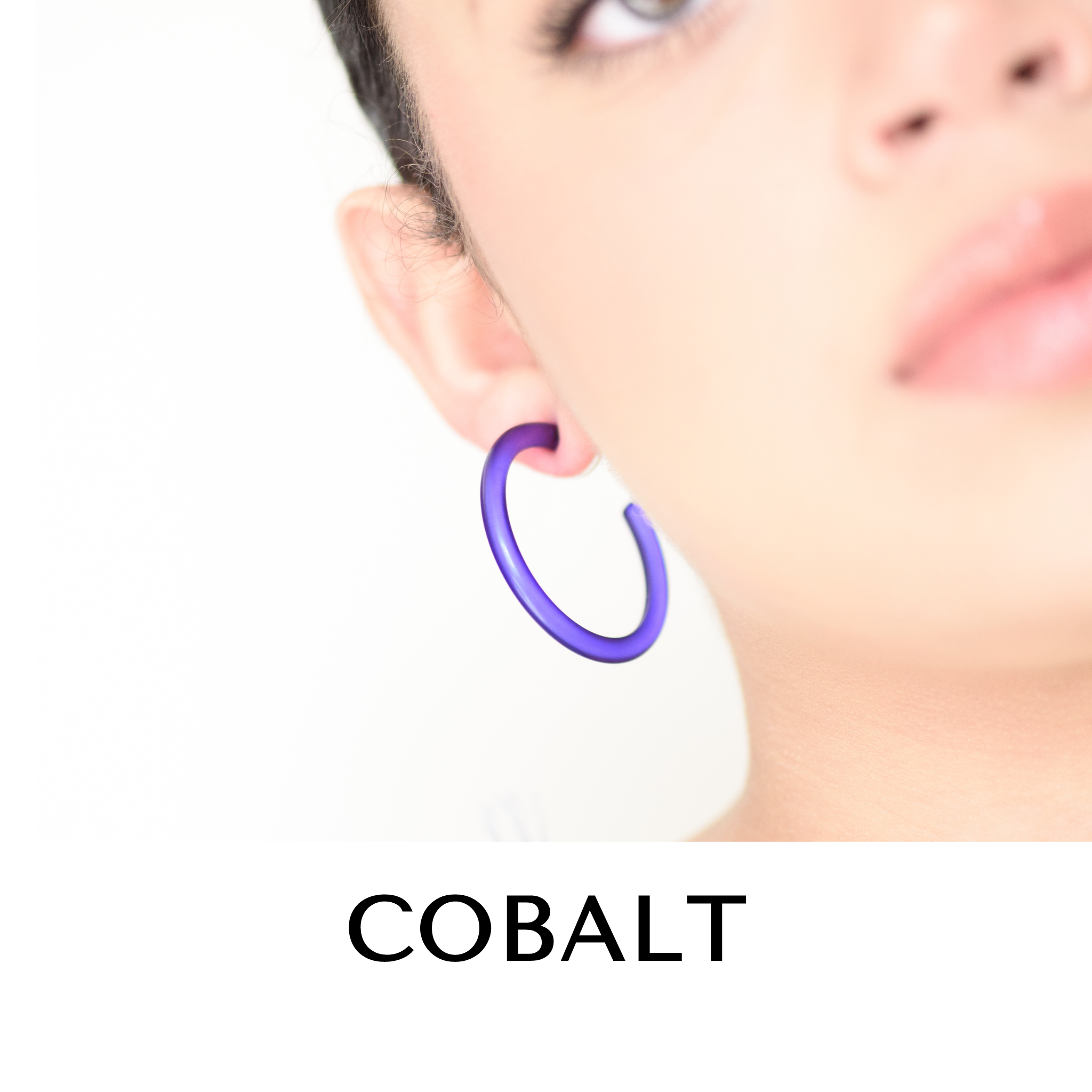 Jelly Tube Hoop Earrings - Large 1.5" Cobalt Large Tube Hoops by Leetie Lovendale | Fleurcouture