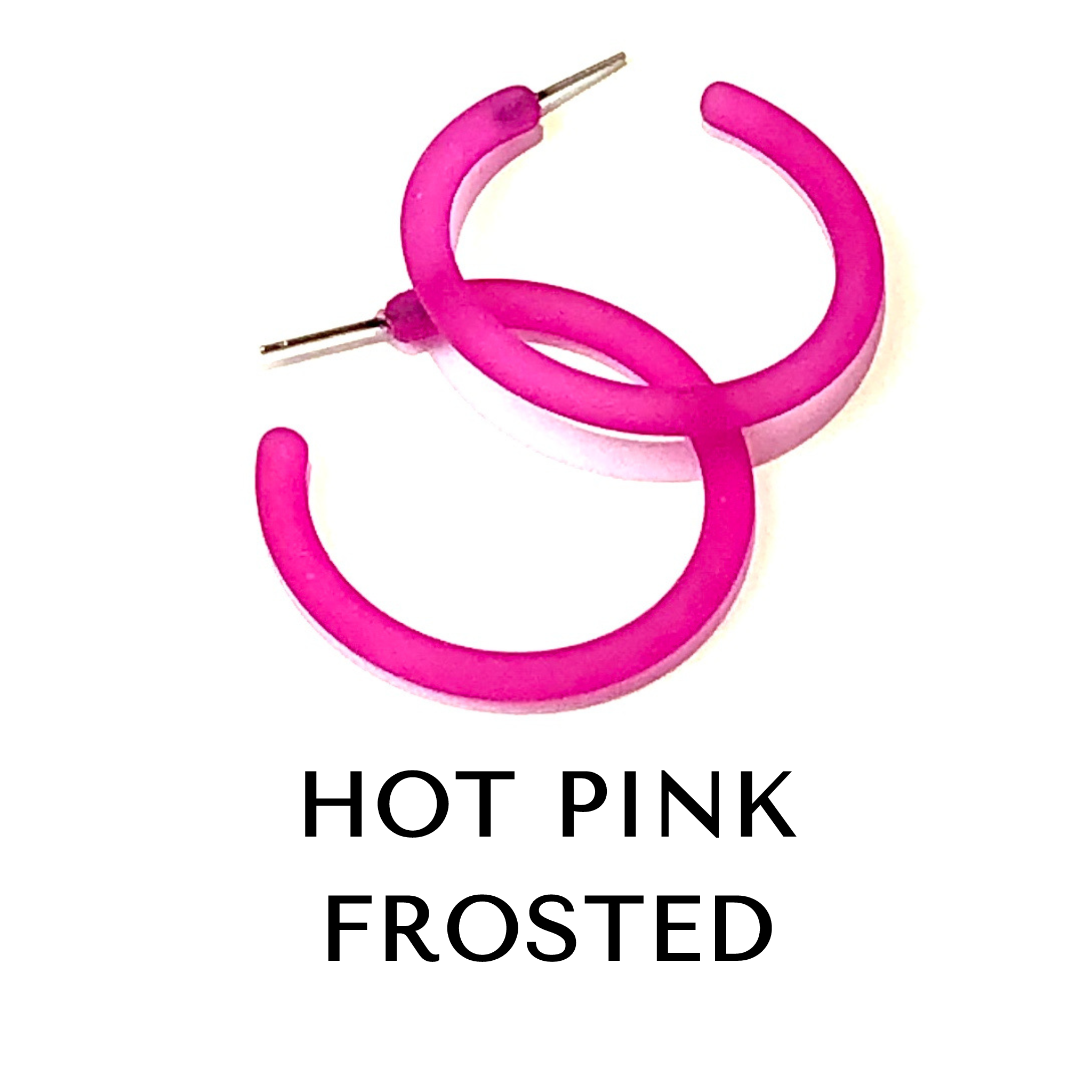 Jelly Tube Hoop Earrings - Large 1.5" Hot Pink Frosted Large Tube Hoops by Leetie Lovendale | Fleurcouture
