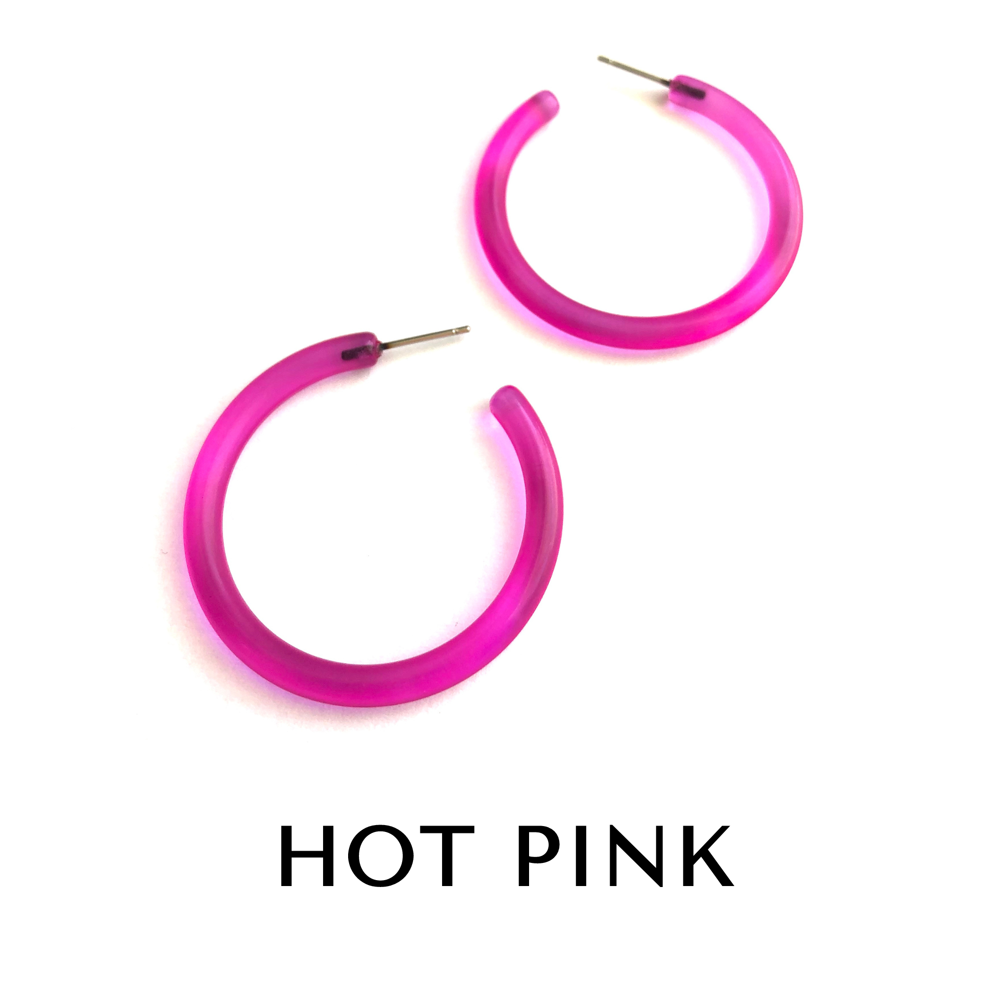 Jelly Tube Hoop Earrings - Large 1.5" Hot Pink Large Tube Hoops by Leetie Lovendale | Fleurcouture