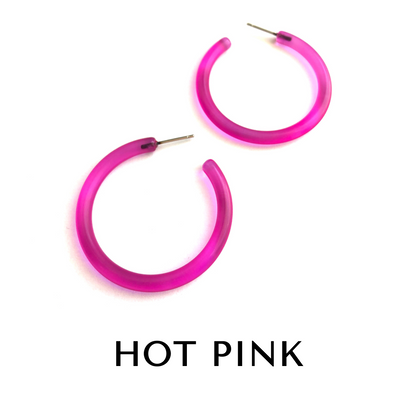 Jelly Tube Hoop Earrings - Large 1.5" Hot Pink Large Tube Hoops by Leetie Lovendale | Fleurcouture