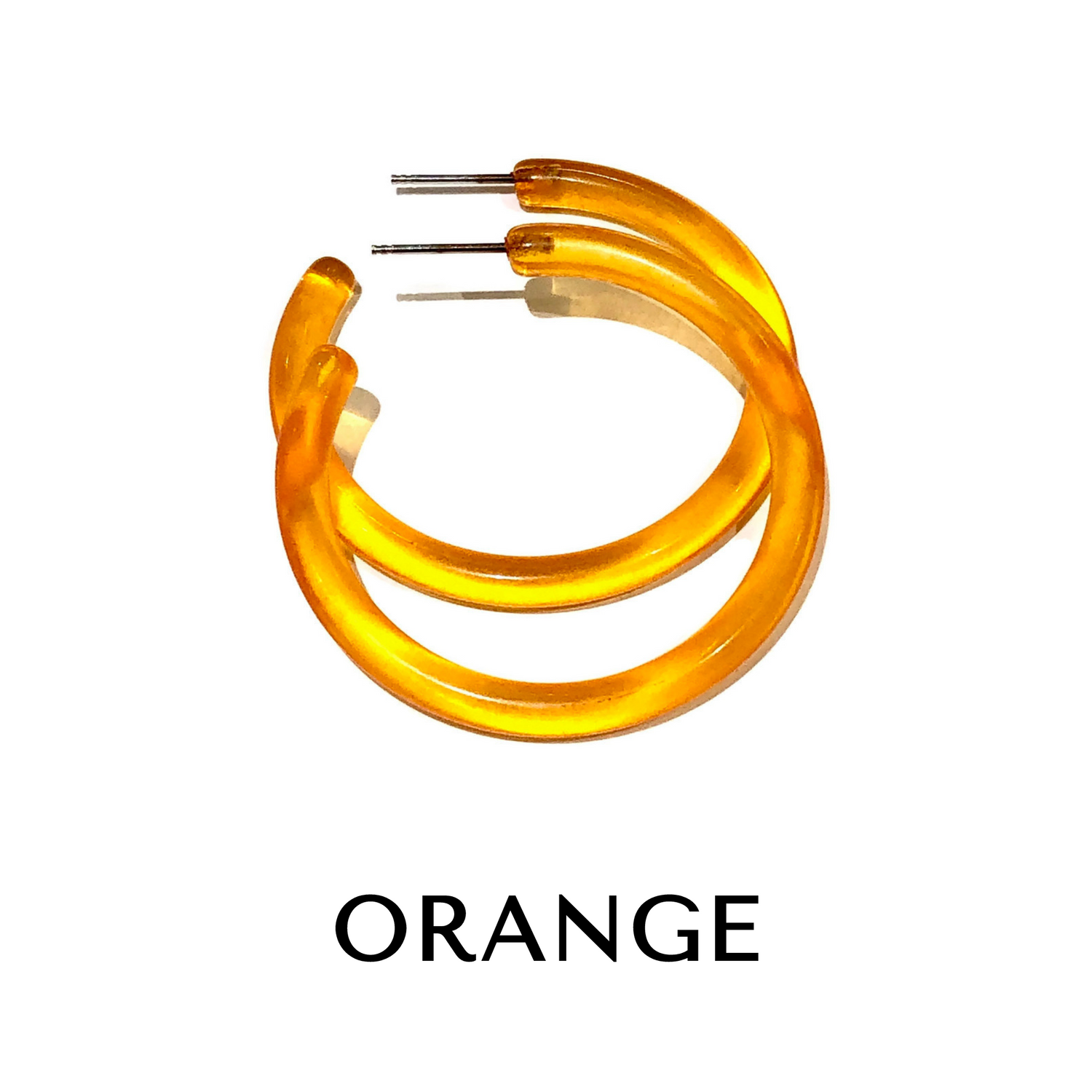 Jelly Tube Hoop Earrings - Large 1.5" Orange Large Tube Hoops by Leetie Lovendale | Fleurcouture