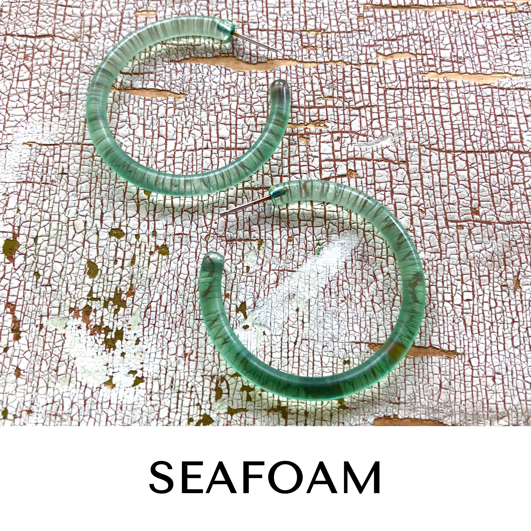 Jelly Tube Hoop Earrings - Large 1.5" Seafoam Large Tube Hoops by Leetie Lovendale | Fleurcouture