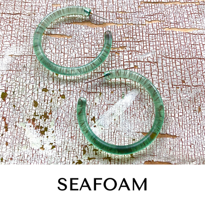 Jelly Tube Hoop Earrings - Large 1.5" Seafoam Large Tube Hoops by Leetie Lovendale | Fleurcouture
