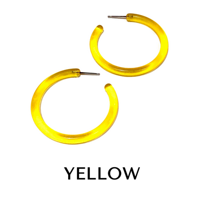 Jelly Tube Hoop Earrings - Large 1.5" Yellow Large Tube Hoops by Leetie Lovendale | Fleurcouture