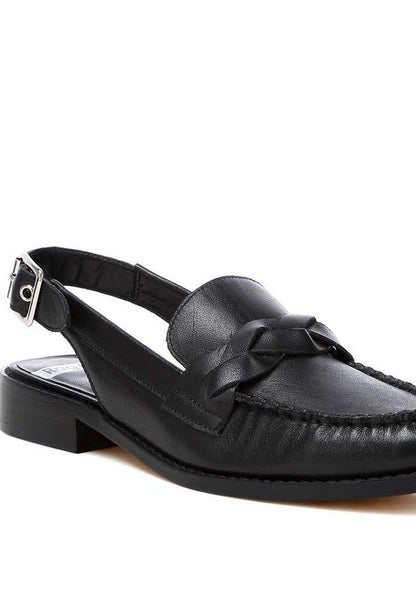 Jemykin Genuine Leather Loafer Sandals Black by Rag Company | Fleurcouture