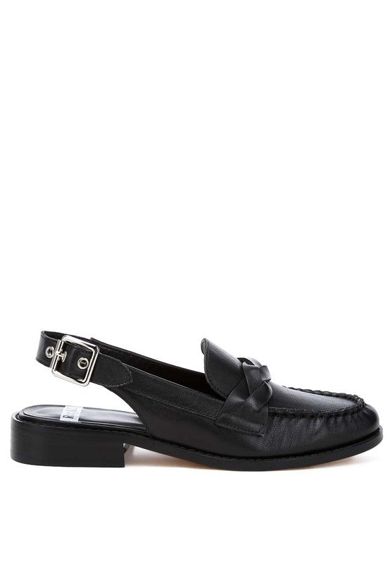 Jemykin Genuine Leather Loafer Sandals Black by Rag Company | Fleurcouture