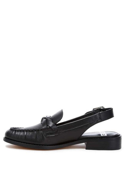 Jemykin Genuine Leather Loafer Sandals Black by Rag Company | Fleurcouture