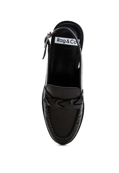 Jemykin Genuine Leather Loafer Sandals Black by Rag Company | Fleurcouture