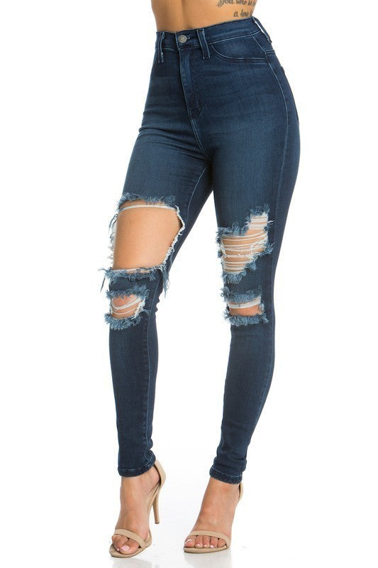 Jessie High Rise Skinny Jean Blue 11 by GJG Denim | Fleurcouture