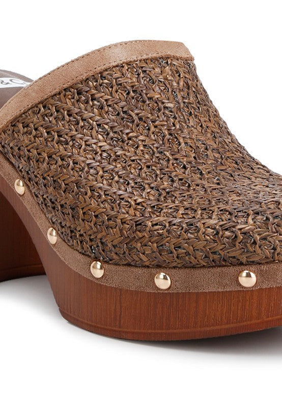 Jeydena Raffia Platform Clogs by Rag Company | Fleurcouture