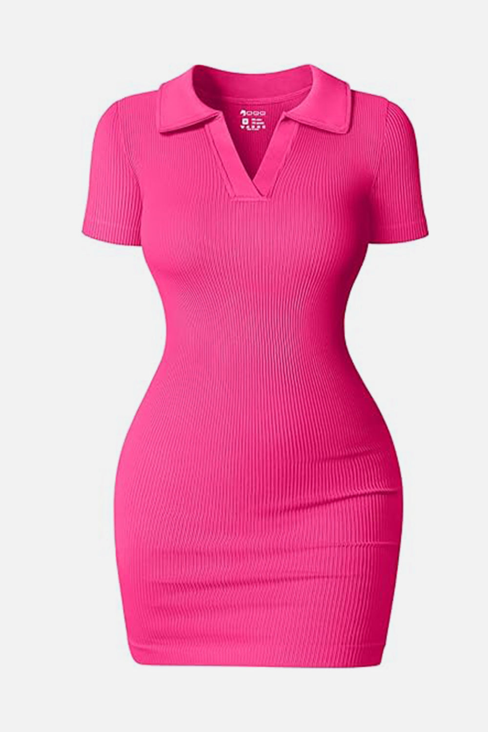 Johnny Collar Short Sleeve Active Dress Hot Pink S Women&