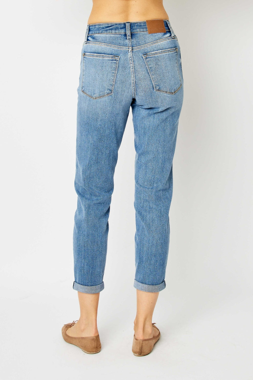 Judy Blue Full Size Cuffed Hem Low Waist Slim Jeans Medium Plus Size by Trendsi | Fleurcouture